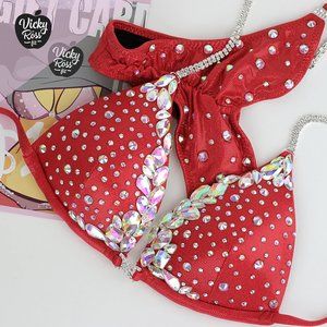 Fitness Competition Bikini Red Diva Designer Suit